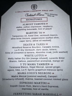 Menu photo 1 The Dresden Los Angeles, CA
