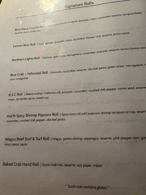 Menu photo 1 Sushi Blue Wave Lihue, HI Menu photo 1 Sushi Blue Wave Lihue, HI