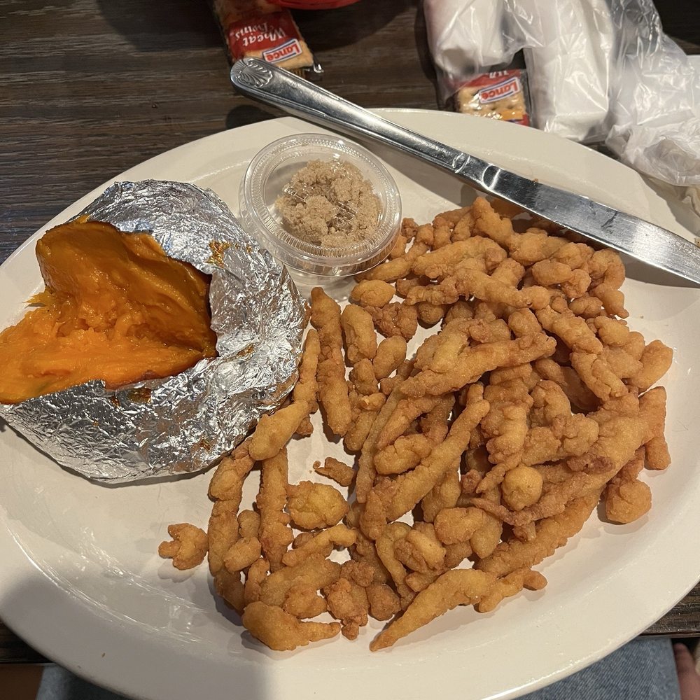 Fried clam strips, sweet potato Fried clam strips, sweet potato