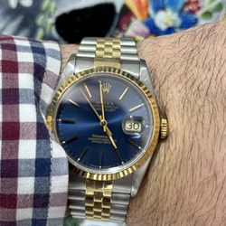 Abe & Co Jewelers - Rolex DateJust 36 two tone with a blue Tiffany & Co stamped dial. Extremely rare!