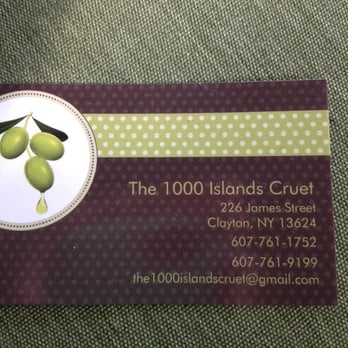 The 1000 Islands Cruet - Great service. Fantastic selection of olive oils and vinaigrettes. Recommend - yes. - Olive Oil Near Me - Clayton, New York The 1000 Islands Cruet - Great service. Fantastic selection of olive oils and vinaigrettes. Recommend - yes. - Olive Oil Near Me - Clayton, New York