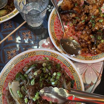 Fortunate Son - scallion stir fried beef at $18.99 and the TSO's chicken $15.99 - Chinese Near Me - San Diego, California