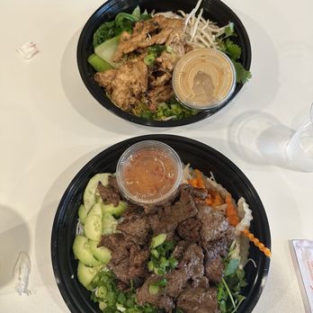 A Noodle Story - Top: Egg noodles and chicken Bottom: rice vermicelli with the lemongrass beef - Noodles Near Me - Temecula, California