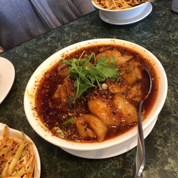 Szechuan First Restaurant - fish is hot sauce, spicy bamboo in front left, mixed dan dan noodles back right - Szechuan Near Me - Kent, Washington Szechuan First Restaurant - fish is hot sauce, spicy bamboo in front left, mixed dan dan noodles back right - Szechuan Near Me - Kent, Washington