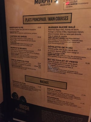 Menu photo 3 Chez Murphy's Quebec City, QC