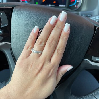 Bella Nails & Brows - Modern or "American" French - 2 coats of OPI funny bunny and OPI alpine snow for the tip. Done by Lily. - Nail Salons Near Me - La Mesa, California