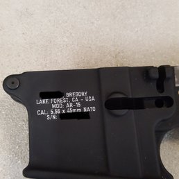 80% AR lower receiver engraved to meet CA DOJ requirements.