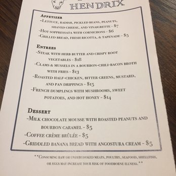 Poor Hendrix - The menu with delicious selections! - New American Near Me - Atlanta, Georgia