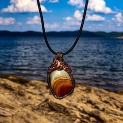 Tuff Roots - Made with smooth polychrome jasper, wrapped in copper wire. Made by Cindy Croft