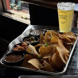 4 salsas and chips. Added guacamole