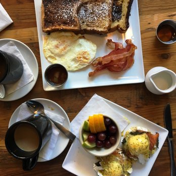 Cafe Nola - Salmon Eggs Benedict with Fruit and French Toast with Bacon at Cafe Nola in Frederick, MD. - Coffee & Tea Near Me - Frederick, Maryland Cafe Nola - Salmon Eggs Benedict with Fruit and French Toast with Bacon at Cafe Nola in Frederick, MD. - Coffee & Tea Near Me - Frederick, Maryland