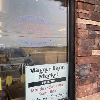Wagner's Farm Market - a sign in the window - Fruits & Veggies Near Me - Sanborn, New York Wagner's Farm Market - a sign in the window - Fruits & Veggies Near Me - Sanborn, New York
