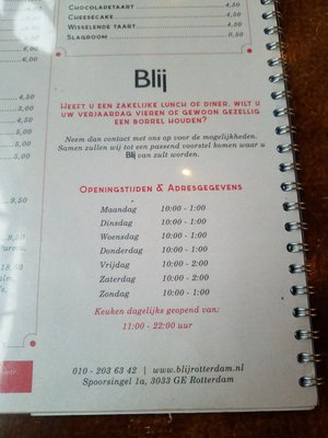 Menu photo 2 Restaurant Blij Rotterdam, ZH