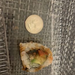 The smallest sushi roll I've ever had, hands down. The smallest sushi roll I've ever had, hands down.