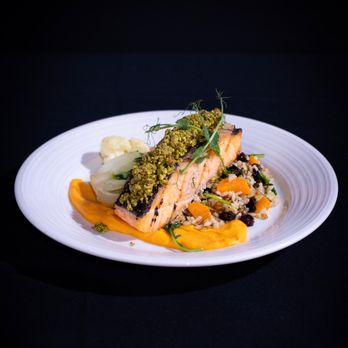 Weinlokal - Pistashio crusted salmon - Wine Bars Near Me - Niagara Falls, Ontario Weinlokal - Pistashio crusted salmon - Wine Bars Near Me - Niagara Falls, Ontario