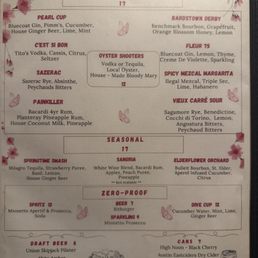 Drink menu Drink menu