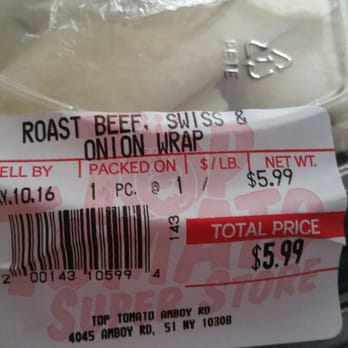 Top Tomato - Sold padt sell by date, who knows when jt was actually prepared. Slimy wrap and roast beef had turned. - Grocery Near Me - Staten Island, New York Top Tomato - Sold padt sell by date, who knows when jt was actually prepared. Slimy wrap and roast beef had turned. - Grocery Near Me - Staten Island, New York