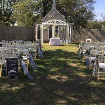 Green Gables House - My ceremony set up in the back yard - the seating sign, chairs, table, and mr. & mrs. sign are all Tammy's. - Venues & Event Spaces Near Me - Trenton, Texas Green Gables House - My ceremony set up in the back yard - the seating sign, chairs, table, and mr. & mrs. sign are all Tammy's. - Venues & Event Spaces Near Me - Trenton, Texas
