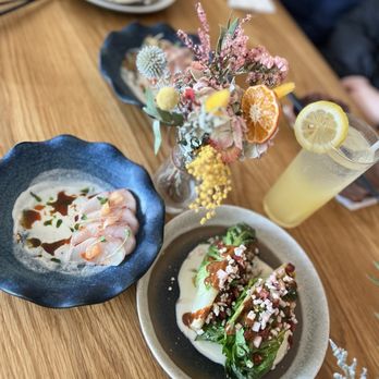 Torafuku - Grilled gem lettuce, garlic black bean vinaigrette, greek yogurt   And   Hiramasa crudo - Asian Fusion Near Me - Vancouver, British Columbia