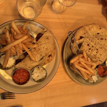 Cafe Korzo - Mediterranean burger (top) and Cevapi (5 pieces) - Breakfast & Brunch Near Me - Chicago, Illinois