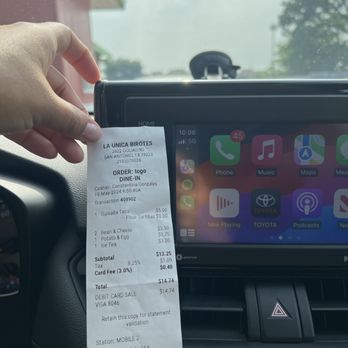 La Unica - Receipt - Mexican Near Me - San Antonio, Texas