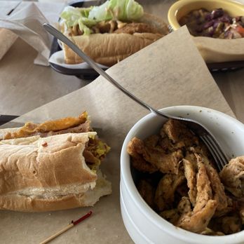 Frenchman Street Food - Breakfast Po'Boy, Chik'n soy curls, fried green tomato - Cajun/Creole Near Me - Gainesville, Florida Frenchman Street Food - Breakfast Po'Boy, Chik'n soy curls, fried green tomato - Cajun/Creole Near Me - Gainesville, Florida