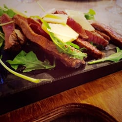 Locanda al Lago - Tagliata di manzo rosa alla piastra, con ruchetta e scaglie di Bitto