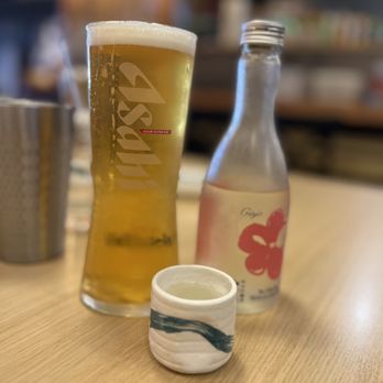 Tong Sake House - Asahi draft with Ginja Sake - Korean Near Me - Poway, California