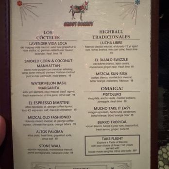 Ghost Donkey - Table menu - Mexican Near Me - Las Vegas, Nevada