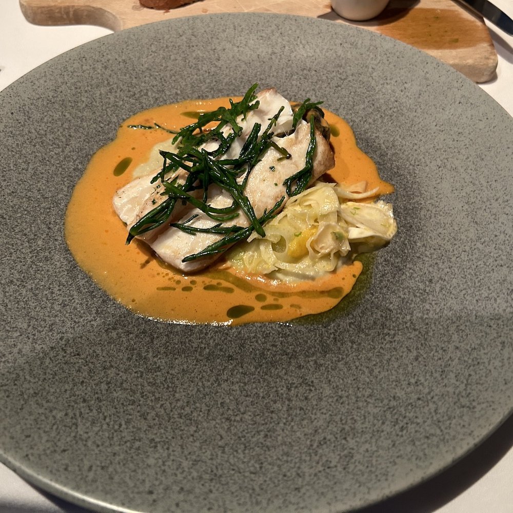 The Stockbridge Restaurant - Second course- the wonderful halibut.  This was a delectable, rich dish. - British Near Me - Edinburgh, EDH