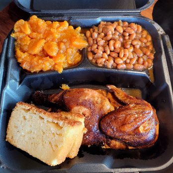 Jack Cawthon's Bar-B-Que - Chicken plate with sweet potatoes, beans, and cornbread - Barbeque Near Me - Nashville, Tennessee Jack Cawthon's Bar-B-Que - Chicken plate with sweet potatoes, beans, and cornbread - Barbeque Near Me - Nashville, Tennessee