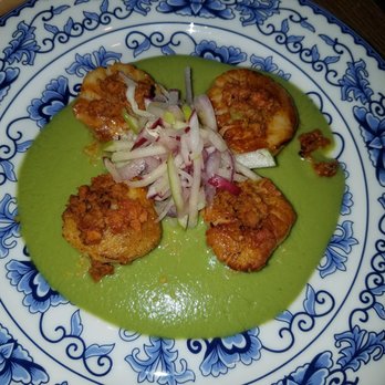 Mi Vida - I think this was called CALLOS A PLA PLANCHA...Scallops with the avocado - Serrano puree...spicy..but Damn good - Mexican Near Me - Washington, DC, District of Columbia Mi Vida - I think this was called CALLOS A PLA PLANCHA...Scallops with the avocado - Serrano puree...spicy..but Damn good - Mexican Near Me - Washington, DC, District of Columbia