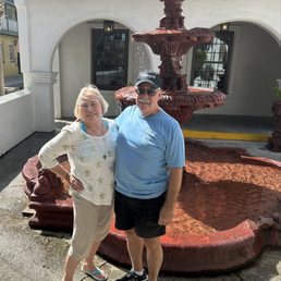 Outside fountain.