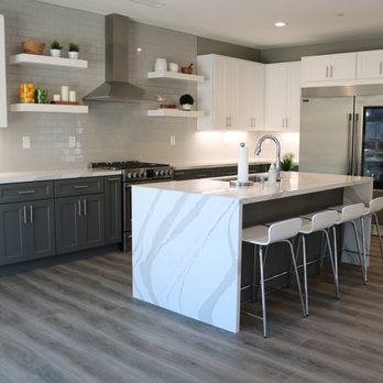 Capital Counters & Cabinets - Full kitchen remodel! Opened up the cabinets to do floating shelves! - Flooring Near Me - Corona, California Capital Counters & Cabinets - Full kitchen remodel! Opened up the cabinets to do floating shelves! - Flooring Near Me - Corona, California