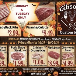 Gibson's Custom Meats - No tricks, just frightfully good cuts
FOLLOW us Facebook for all the goblin good deals, events, and FREE MEAT giveaways.