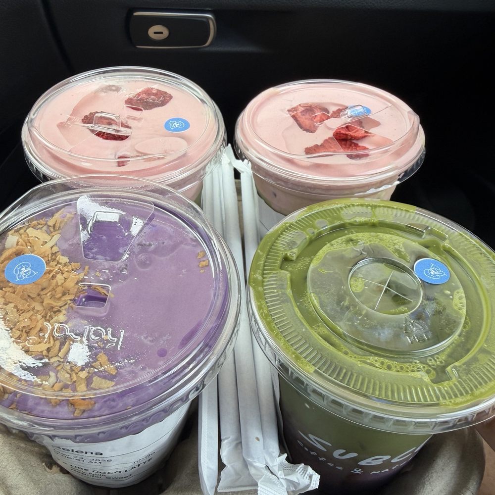 STRAWBERRY MATCHA, UBE COCO LATTE, BLUEBERRY LATTE STRAWBERRY MATCHA, UBE COCO LATTE, BLUEBERRY LATTE