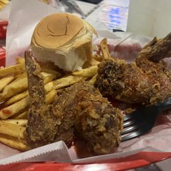 Elmer's - Wings and fries from happy hour menu