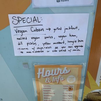 Lively Up Yourself - Sign highlighting special vegan Cuban sandwich - Vegan Near Me - Bend, Oregon