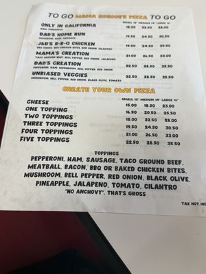 Menu photo 1 Mama Roscoe's Pizzeria Anaheim, CA Menu photo 1 Mama Roscoe's Pizzeria Anaheim, CA