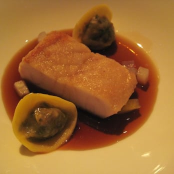 Per Se - Fillet of Columbia river sturgeon with oxtail tortellini in an oxtail consomme - French Near Me - New York, New York