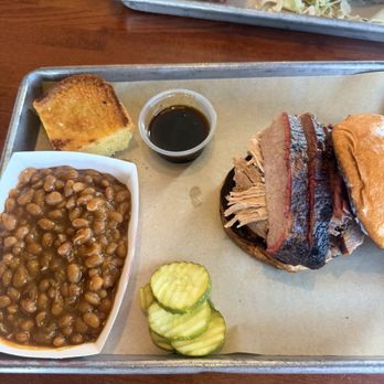 Seasoned Swine BBQ - The meathead, baked beans and cornbread. - Barbeque Near Me - Golden, Colorado