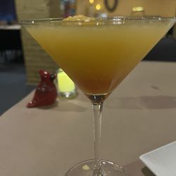 Blue Ruby - A specialty cocktail post Valentine's Day. Can't recall the name but it had fruit at the bottom and was delicious