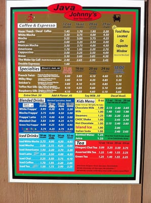 Menu photo 4 Java Johnny's Fair Oaks, CA