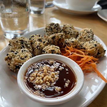 Beau Thai - a plate of food with dipping sauce - Thai Near Me - Washington, DC, District of Columbia