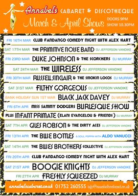 Menu photo 1 Annabel's Cabaret & Discotheque Plymouth, PLY Menu photo 1 Annabel's Cabaret & Discotheque Plymouth, PLY