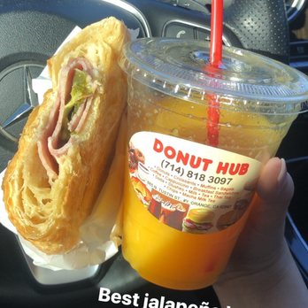 Donut Hub - Jalapeño ham & cheese croissant, Fresh OJ - Donuts Near Me - Orange, California Donut Hub - Jalapeño ham & cheese croissant, Fresh OJ - Donuts Near Me - Orange, California