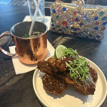 Earls Kitchen + Bar - Moscow mule and Sticky Korean Ribs - Cocktail Bars Near Me - Plano, Texas