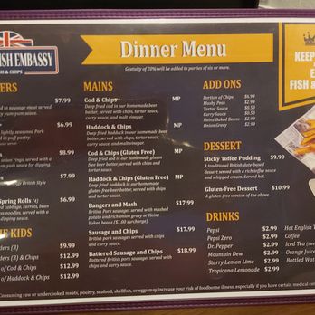 The British Embassy Fish and Chips - British menu - British Near Me - Richmond, Virginia The British Embassy Fish and Chips - British menu - British Near Me - Richmond, Virginia