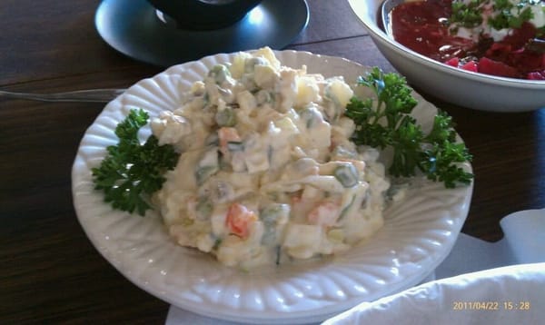 Photo of The Village House Kalina - La Mesa, CA, US. Olivier (traditional Russian Potato Salad), comes with $6.99 lunch special.