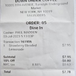 My sales receipt
